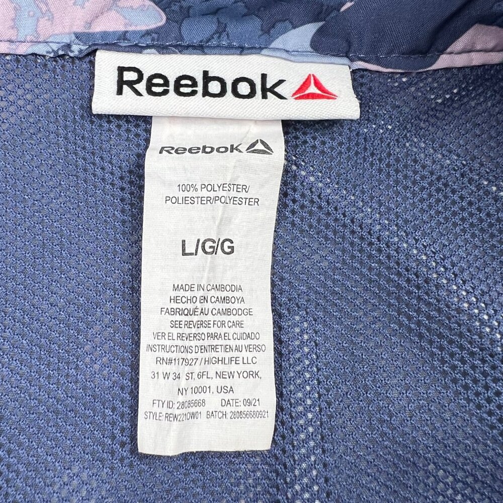 Reebok Womens Camouflage Windbreaker Jacket 1/4 Zip Pouch Pocket Elastic Hem - Picture 7 of 13